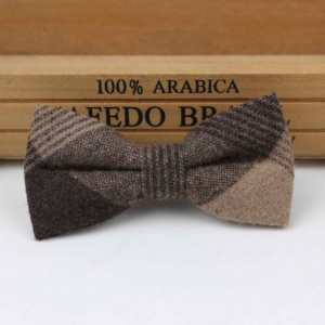 Boys Brown Tweed Patchwork Bow Tie with Adjustable Strap